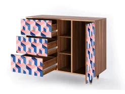 Aparador - 125x98x48 cm - BS2 - Pinky Squares, Nogal