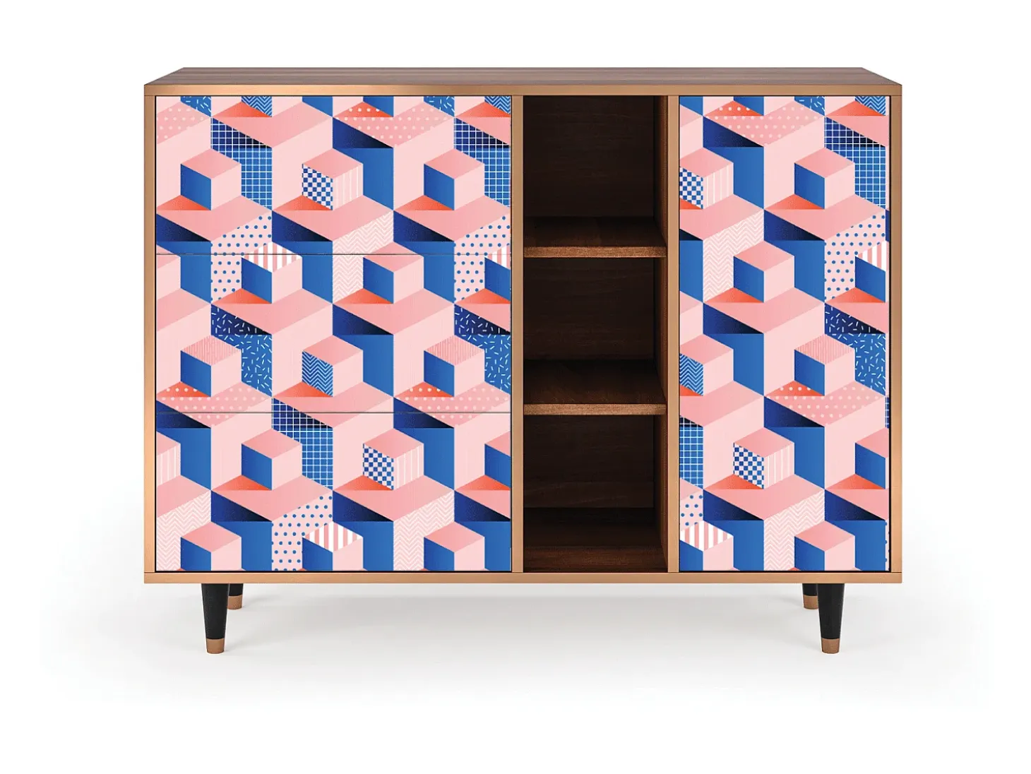 Aparador - 125x98x48 cm - BS2 - Pinky Squares, Nogal