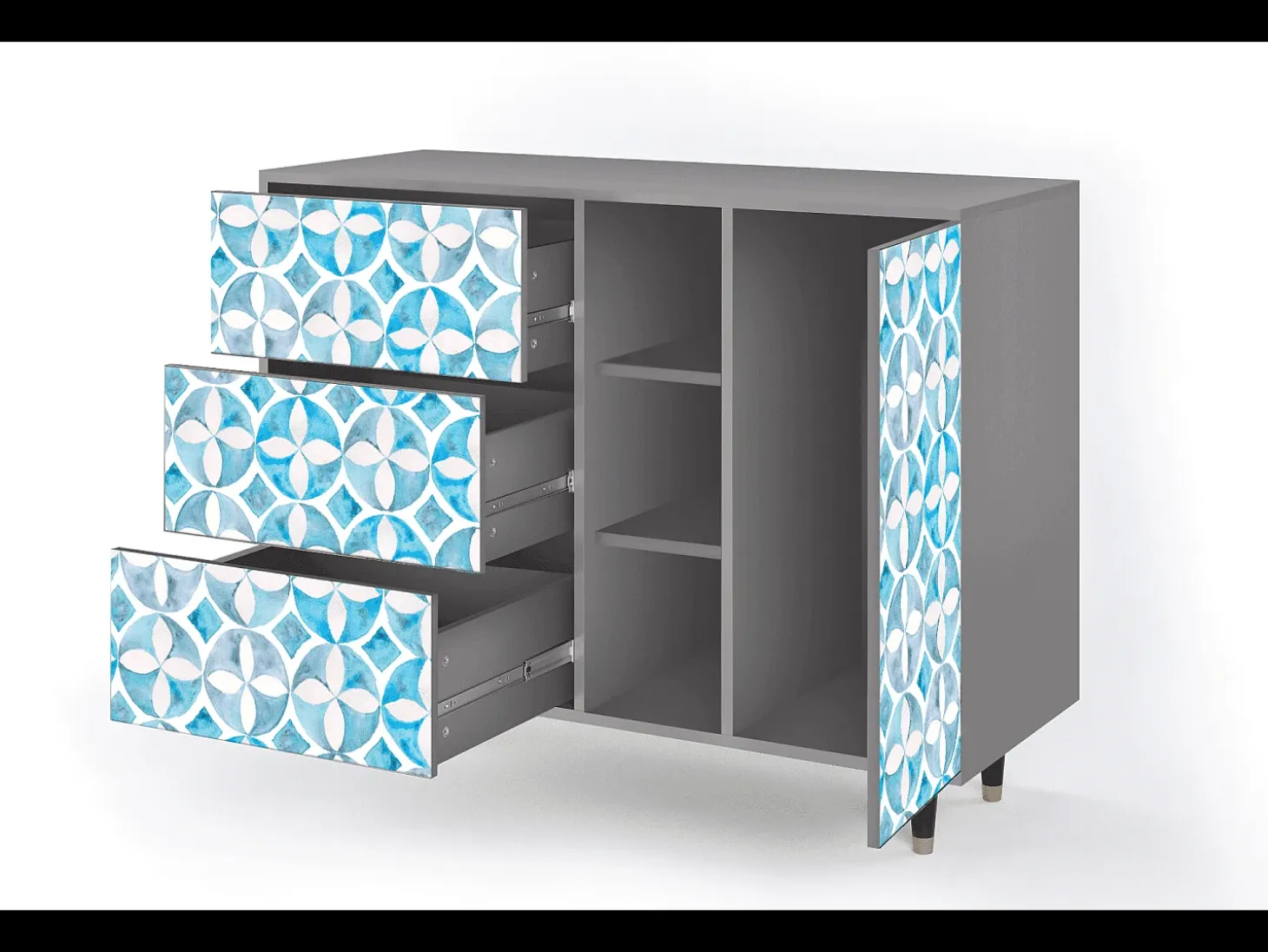 Aparador - 125x98x48 cm - BS2 - Porto Mood, Gris