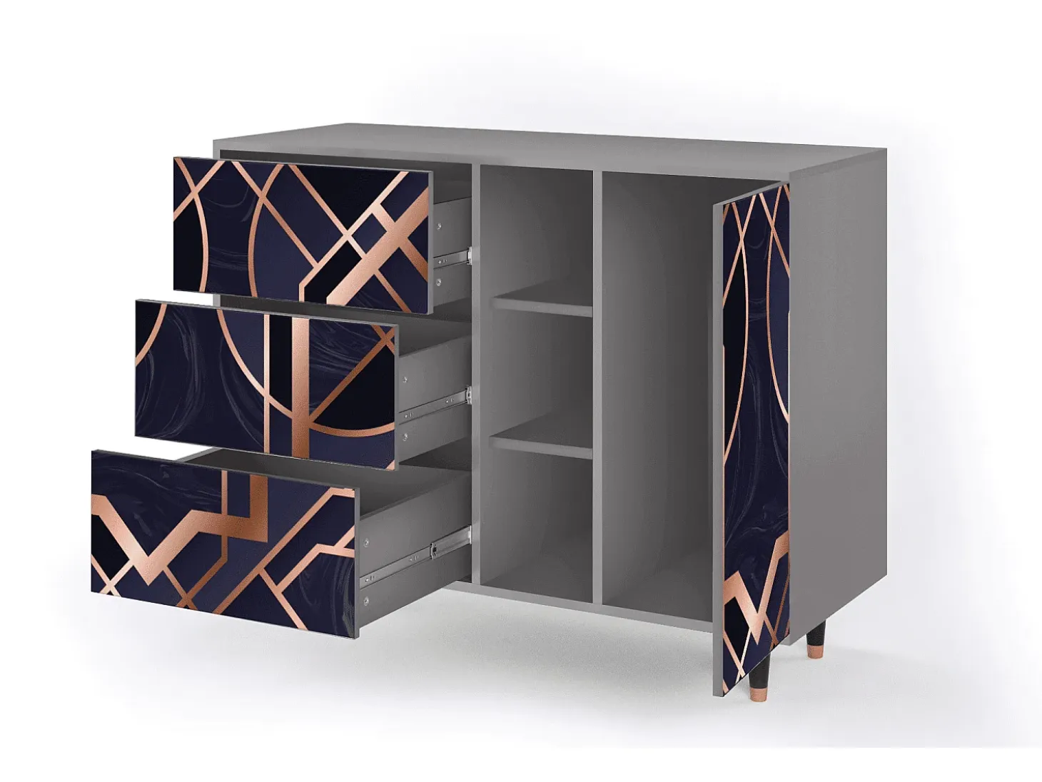 Aparador - 125x98x48 cm - BS2 - Purple Temple, Gris