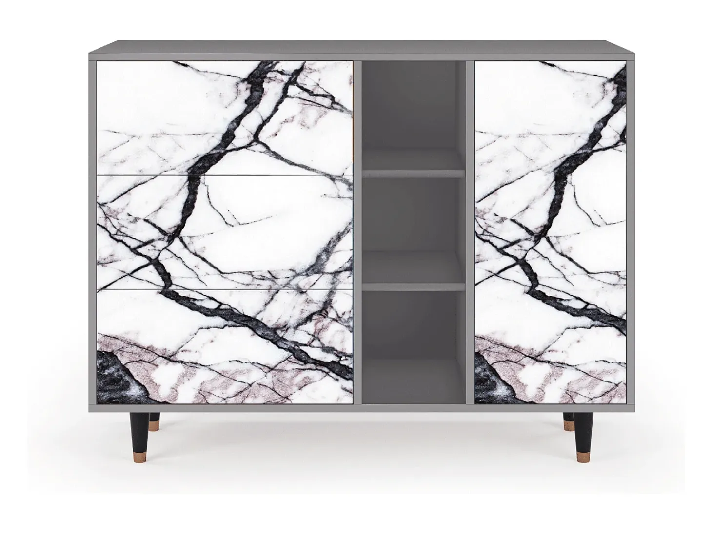 Aparador - 125x98x48 cm - BS2 - Raven Marble, Gris