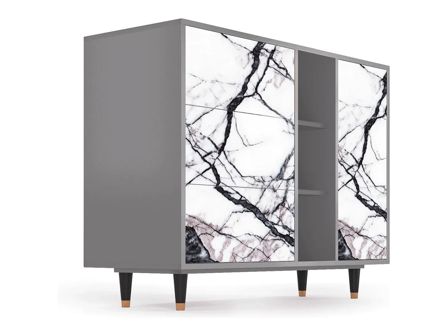 Aparador - 125x98x48 cm - BS2 - Raven Marble, Gris