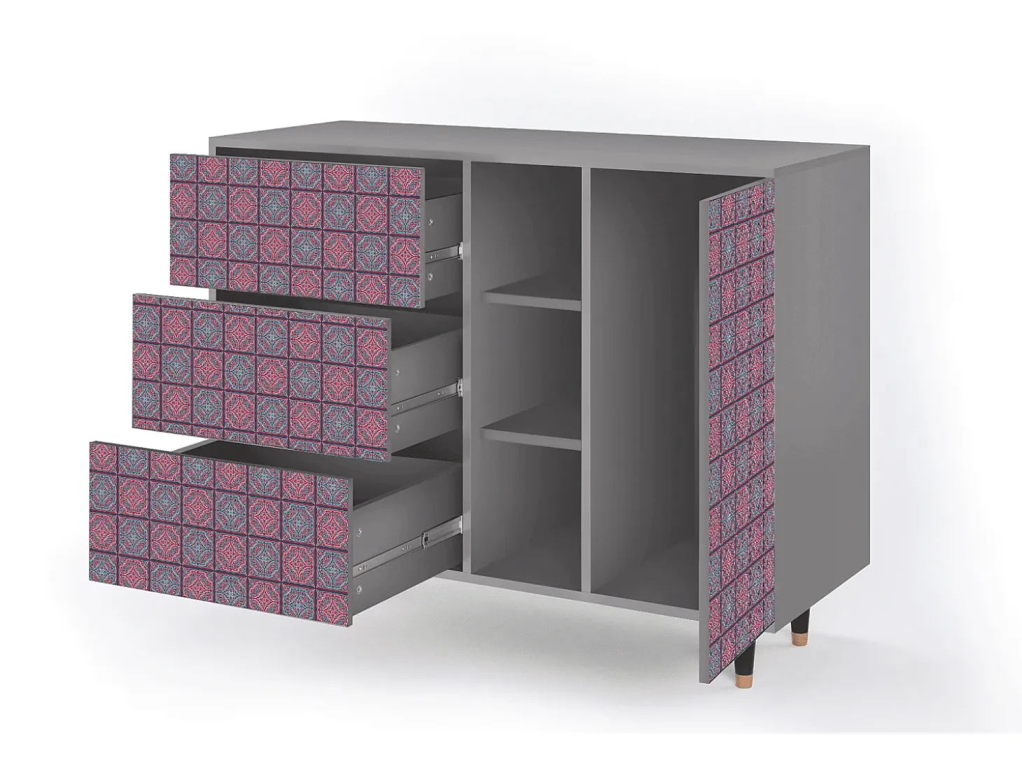 Aparador - 125x98x48 cm - BS2 - Riviera Mosaic, Gris