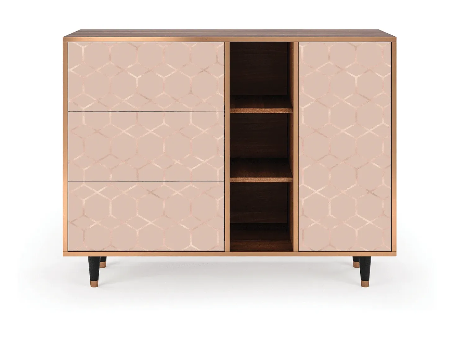 Aparador - 125x98x48 cm - BS2 - Rose Honeycomb, Nogal