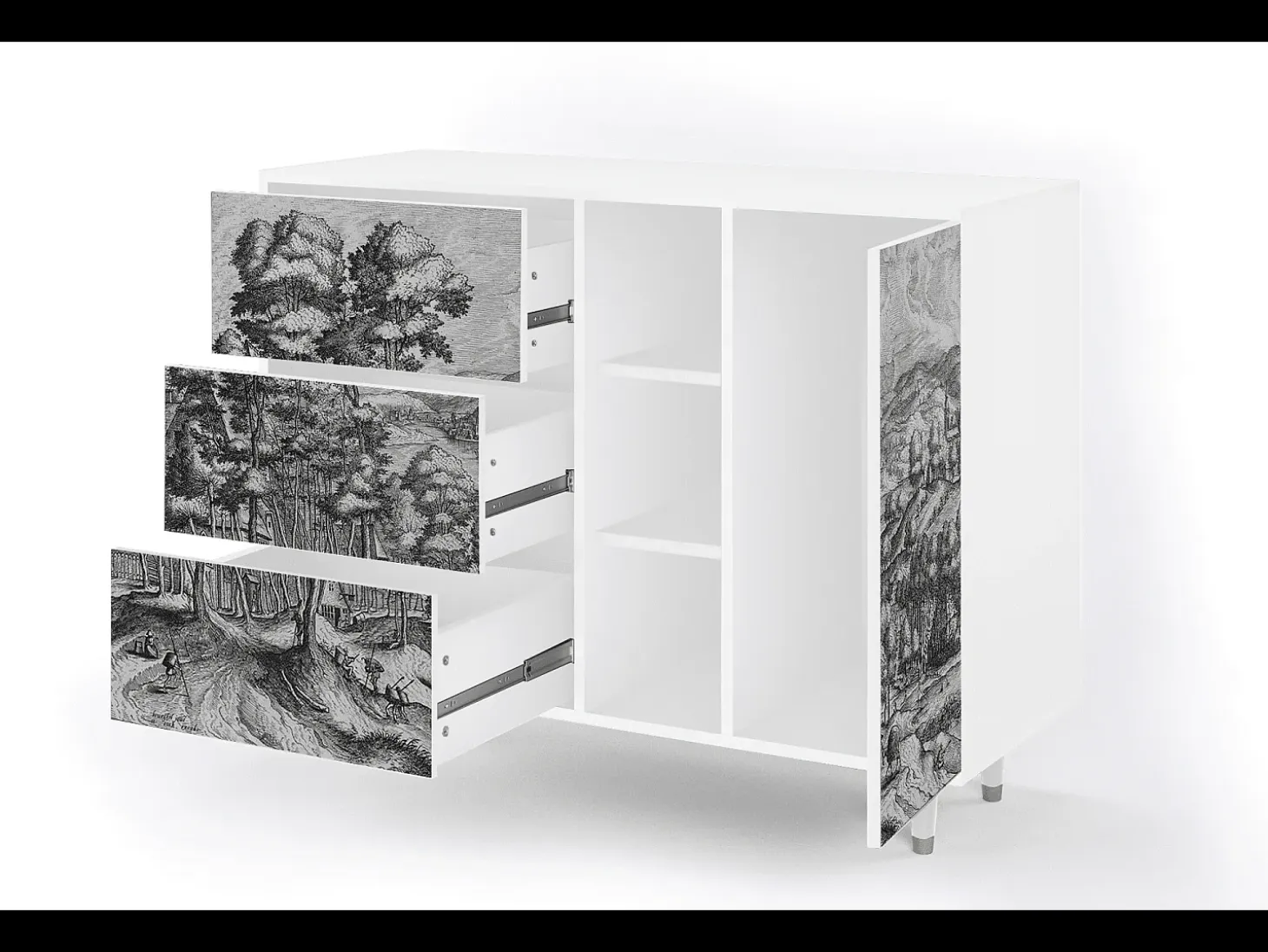 Aparador - 125x98x48 cm - BS2 - Rusticorum, Blanco