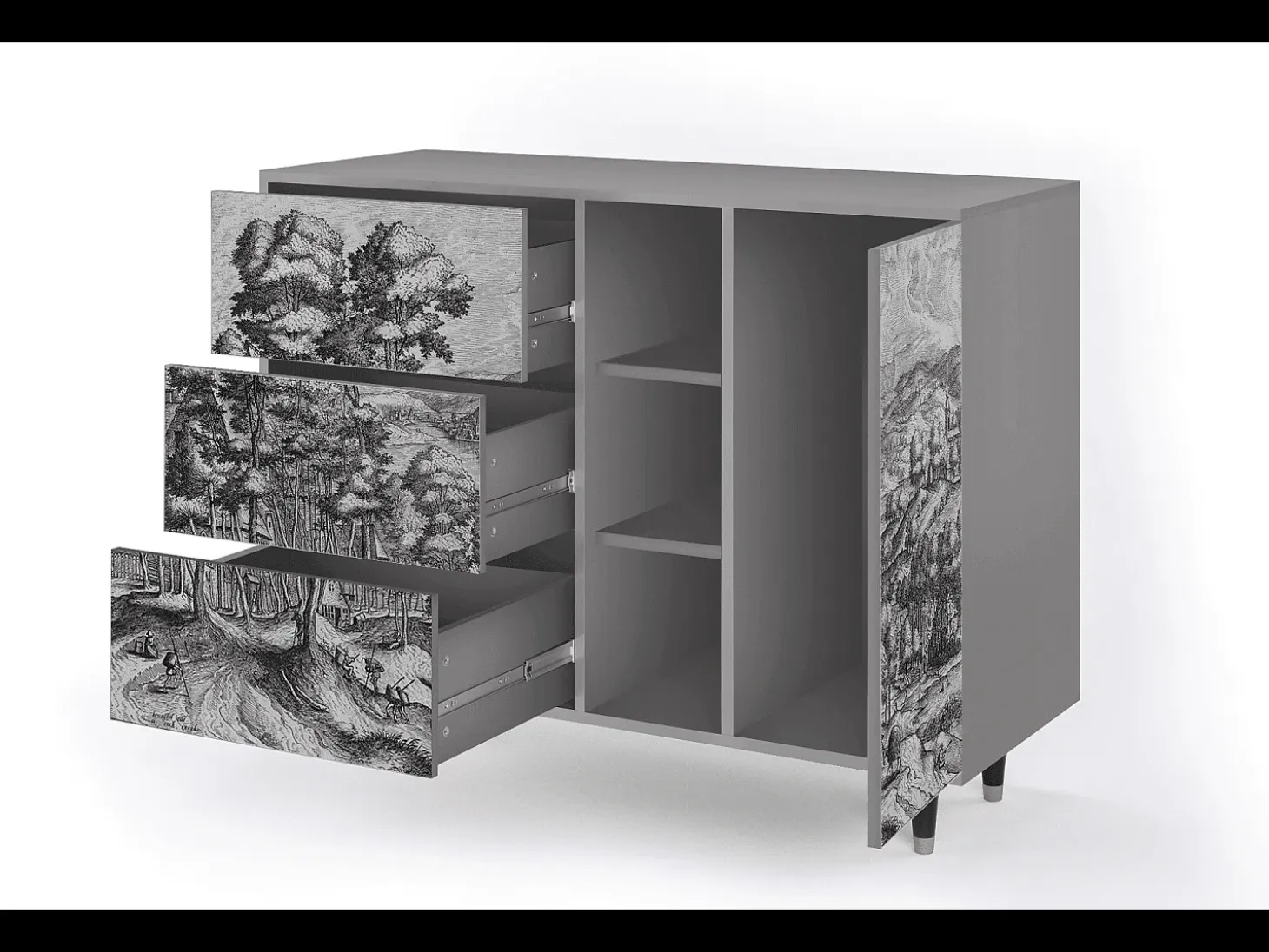 Aparador - 125x98x48 cm - BS2 - Rusticorum, Gris