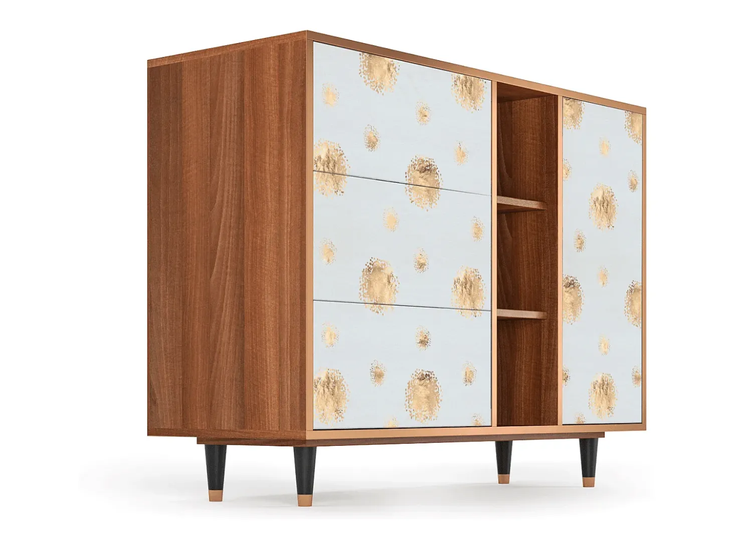 Aparador - 125x98x48 cm - BS2 - Sky Latte, Nogal