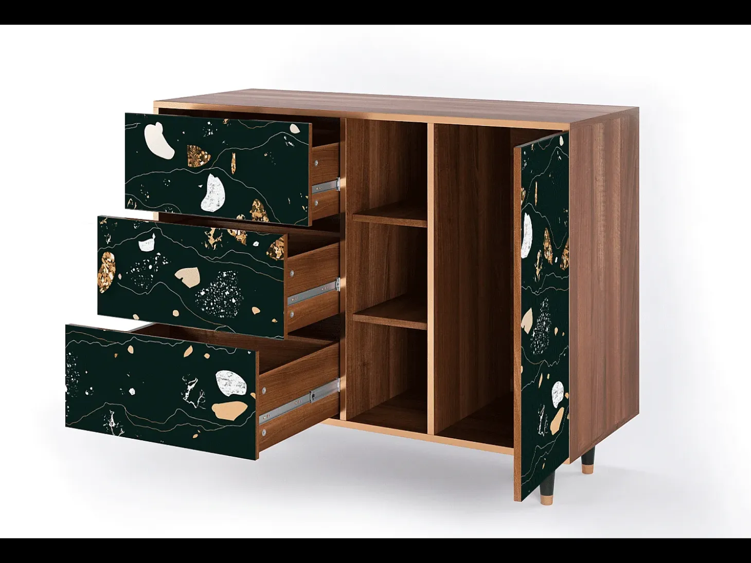 Aparador - 125x98x48 cm - BS2 - Space Rocks, Nogal