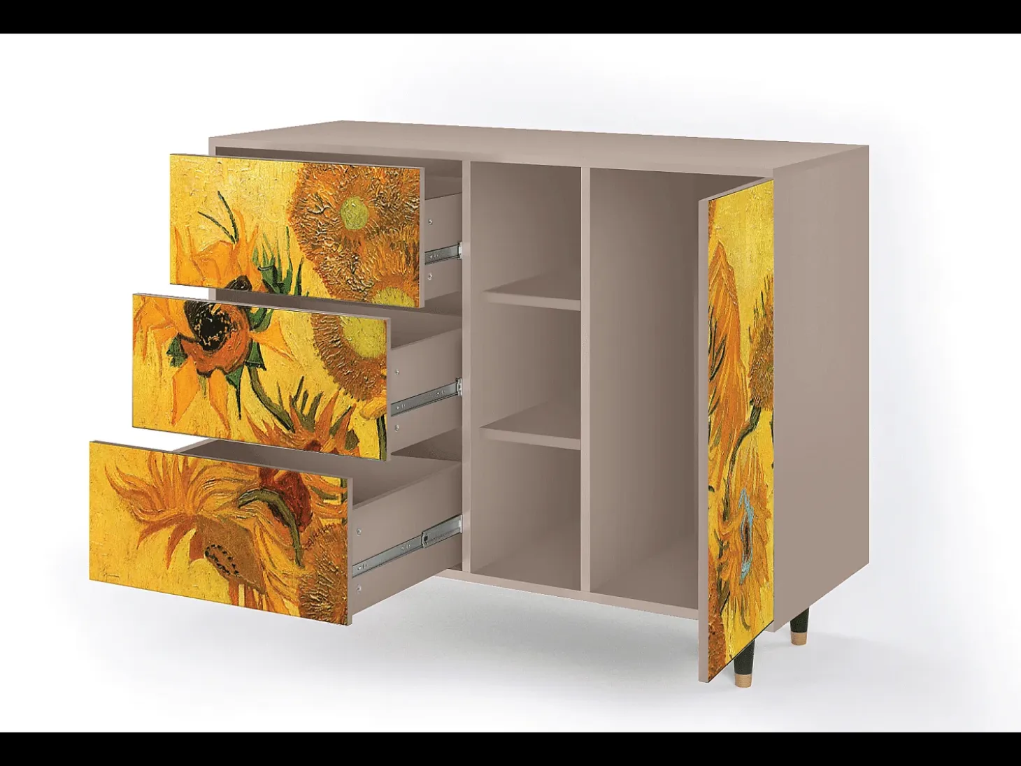 Aparador - 125x98x48 cm - BS2 - Sunflowers, Latte