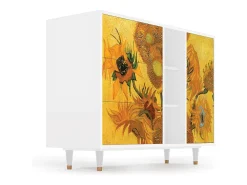 Aparador - 125x98x48 cm - BS2 - Sunflowers, Blanco