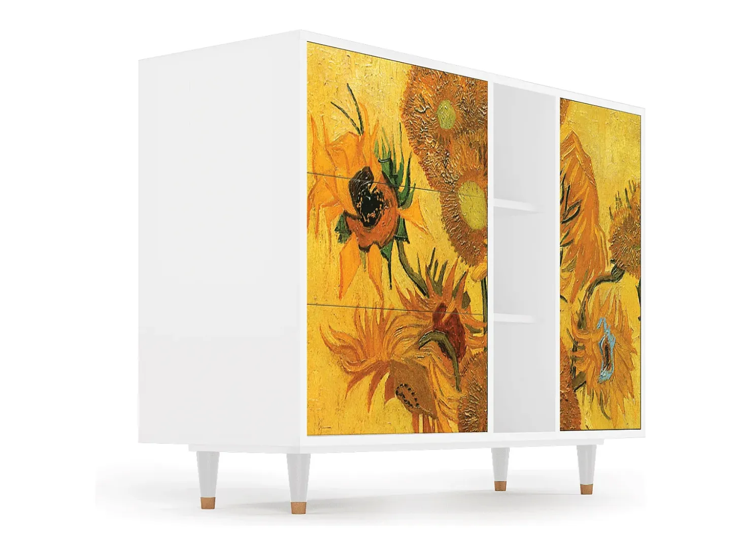 Aparador - 125x98x48 cm - BS2 - Sunflowers, Blanco