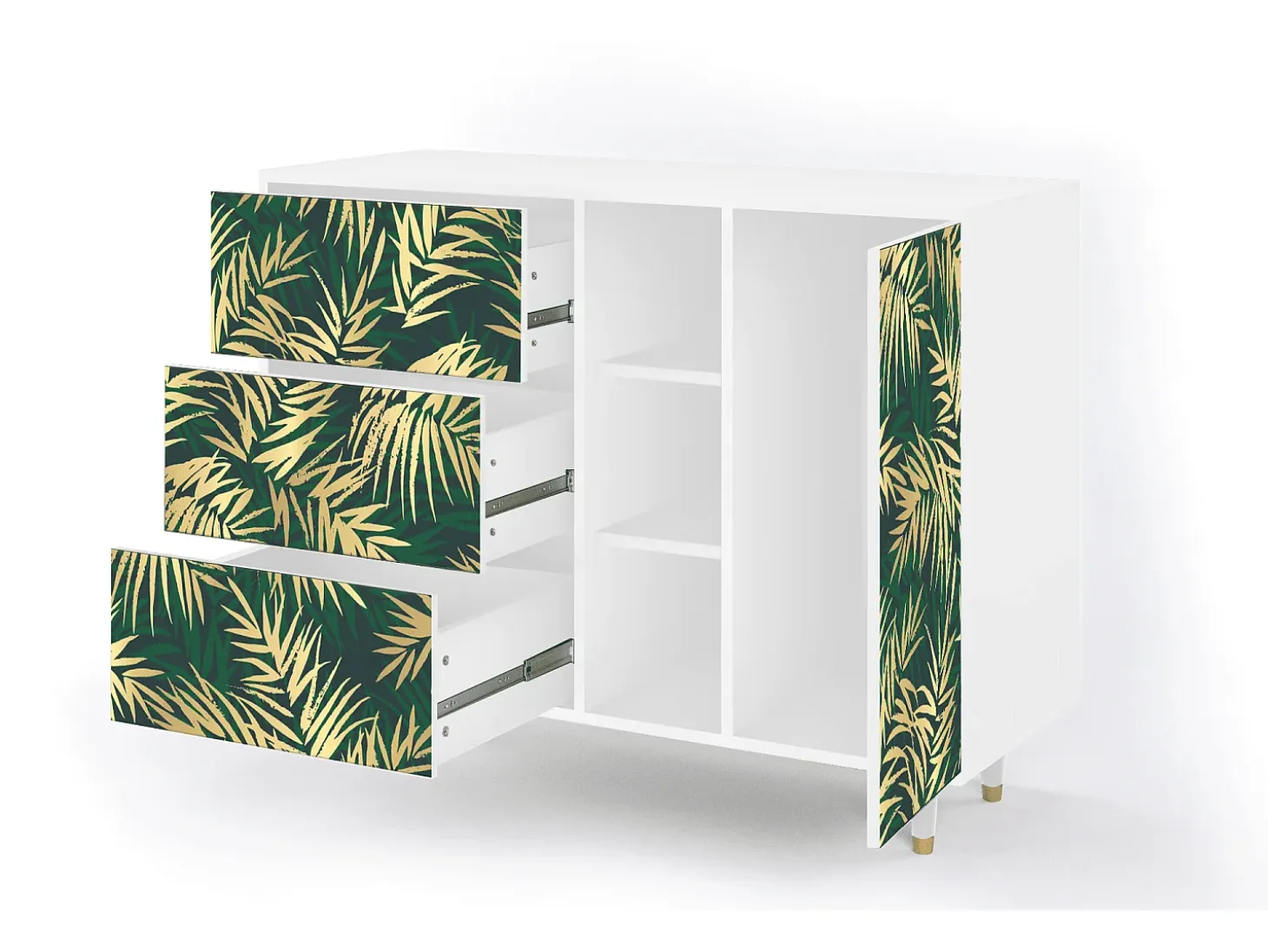 Aparador - 125x98x48 cm - BS2 - Sunny Palm Tree, Blanco
