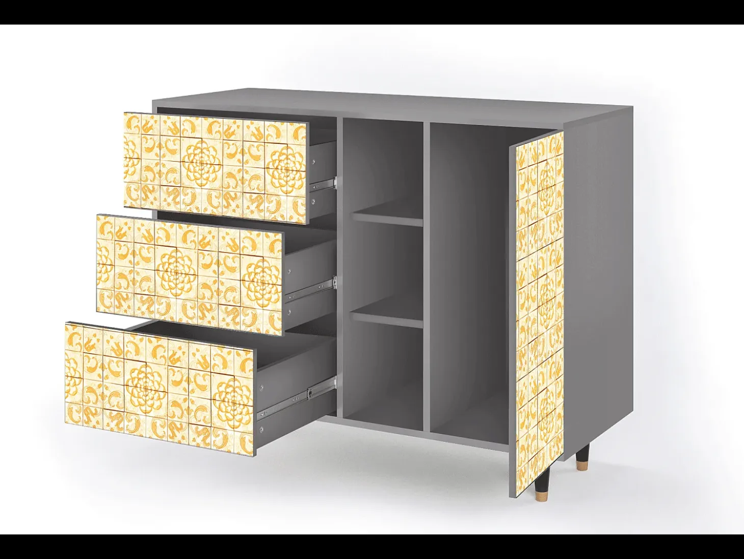 Aparador - 125x98x48 cm - BS2 - Sunshiny Tile, Gris