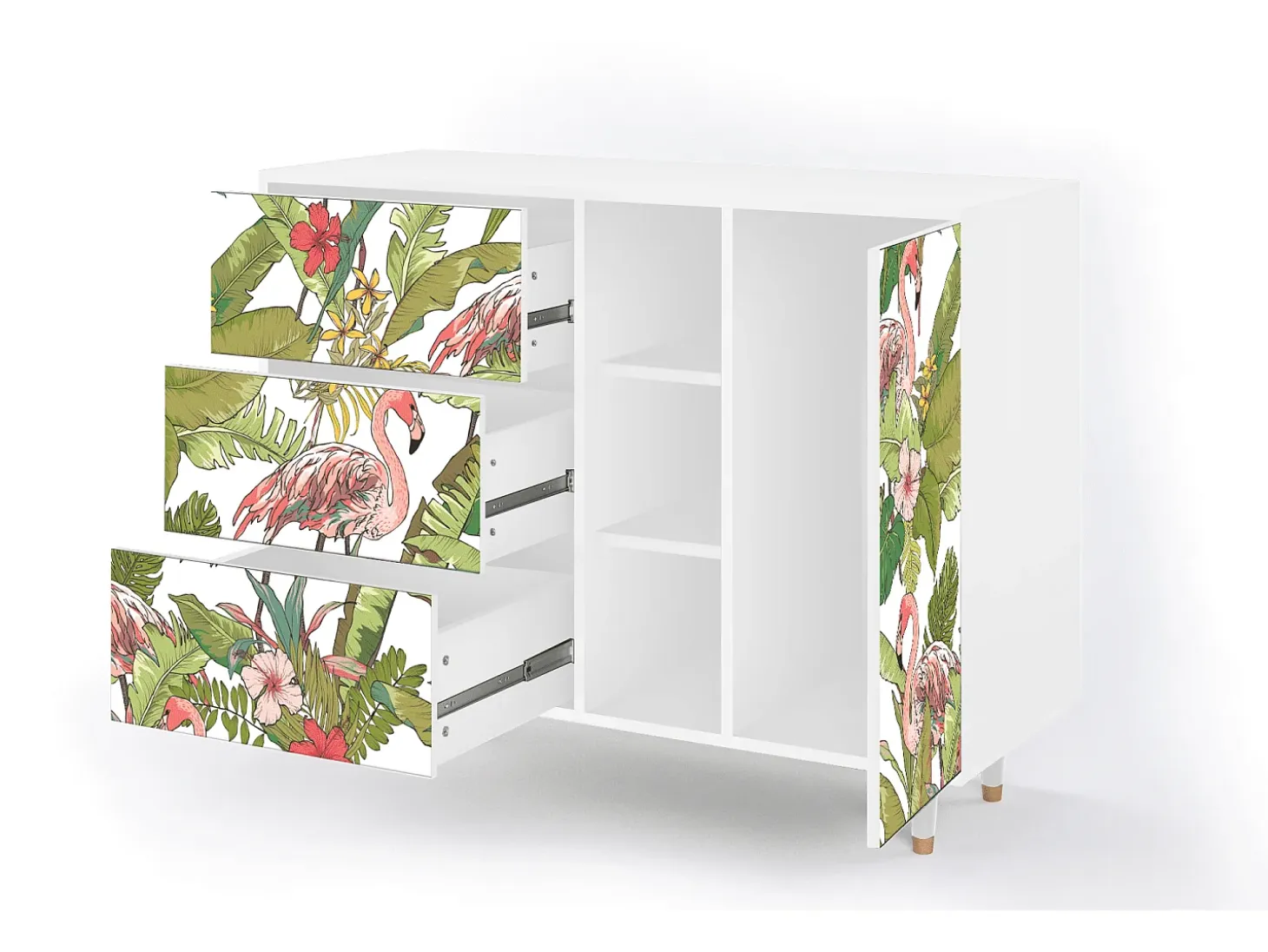 Aparador - 125x98x48 cm - BS2 - Sweet Flamingo, Blanco