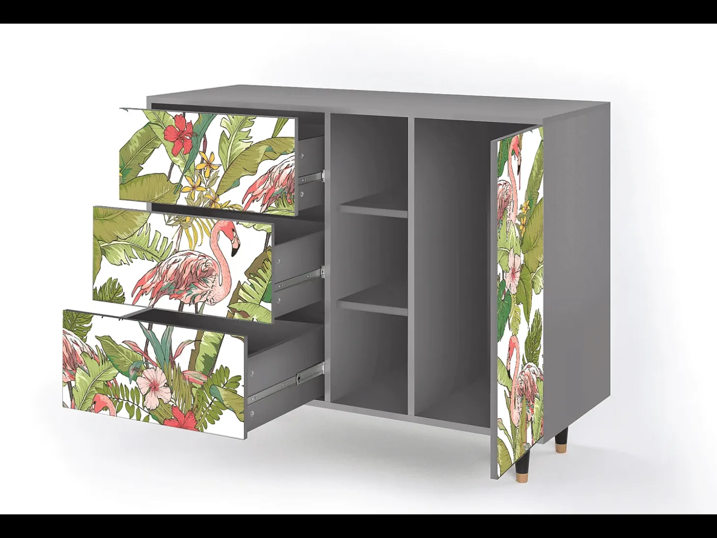 Aparador - 125x98x48 cm - BS2 - Sweet Flamingo, Gris