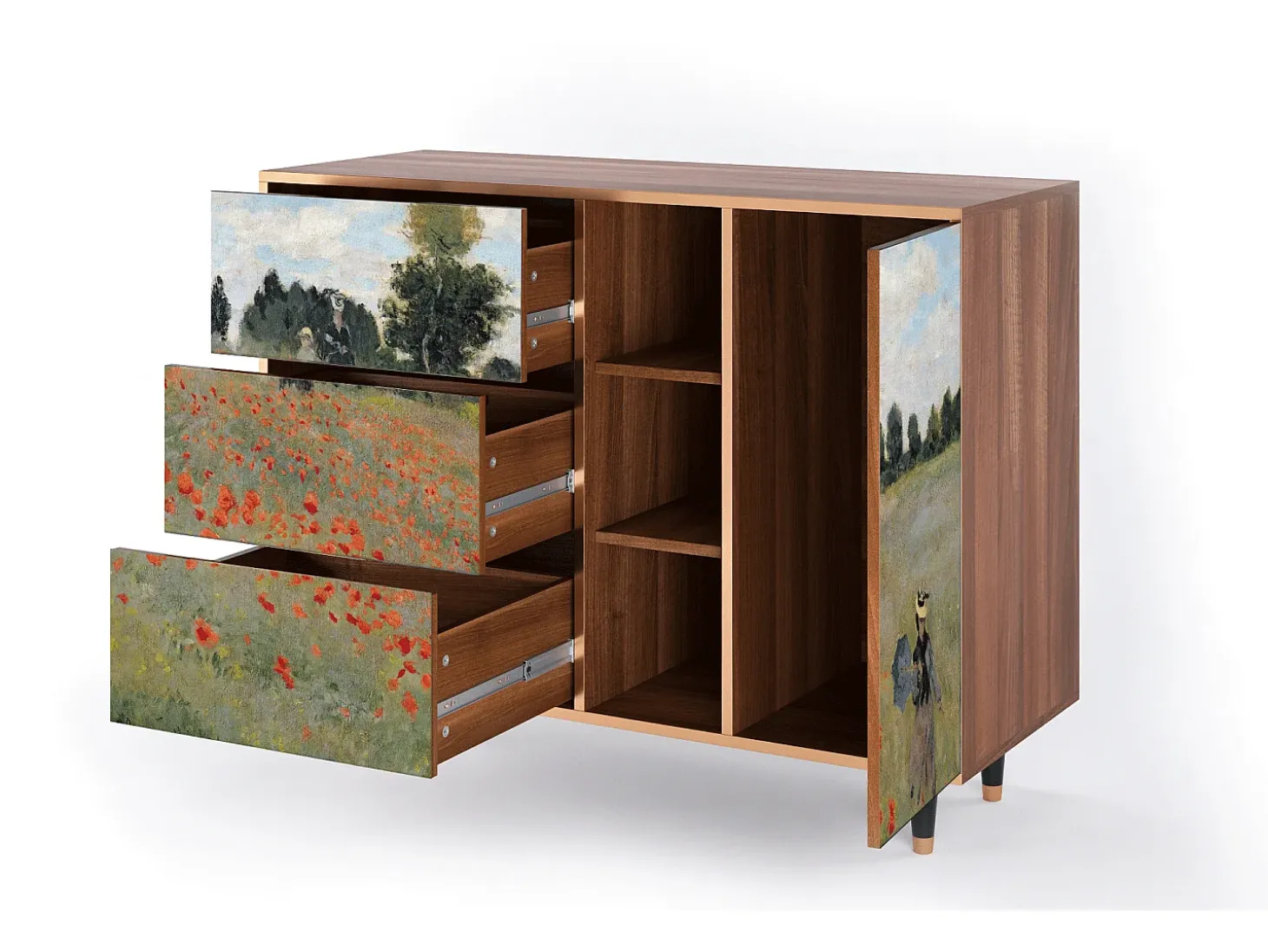 Aparador - 125x98x48 cm - BS2 - The Poppy Field , Nogal