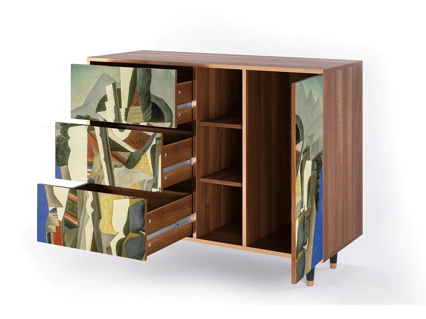 Aparador - 125x98x48 cm - BS2 - The Cubist Paintings , Nogal