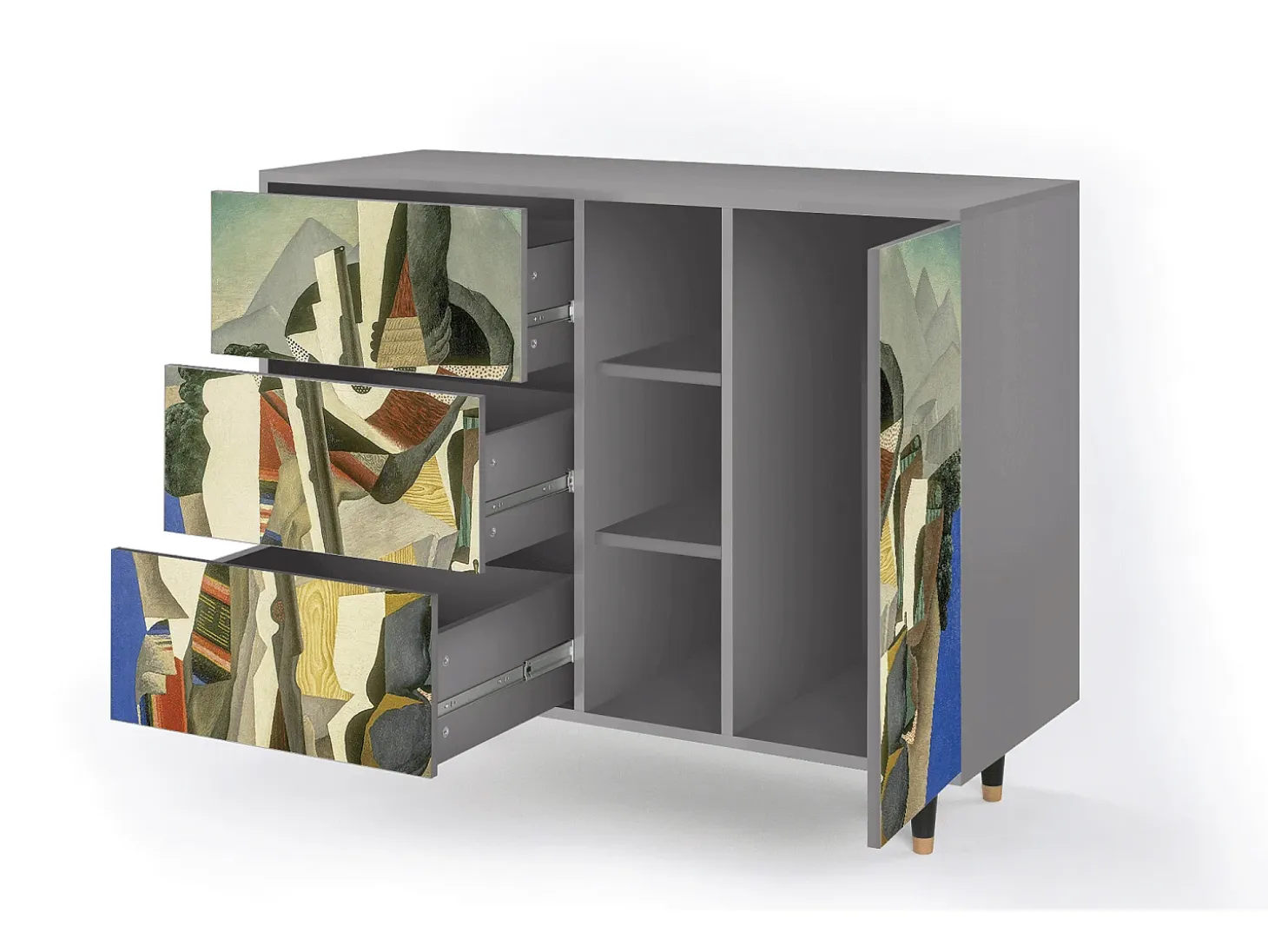 Aparador - 125x98x48 cm - BS2 - The Cubist Paintings , Gris