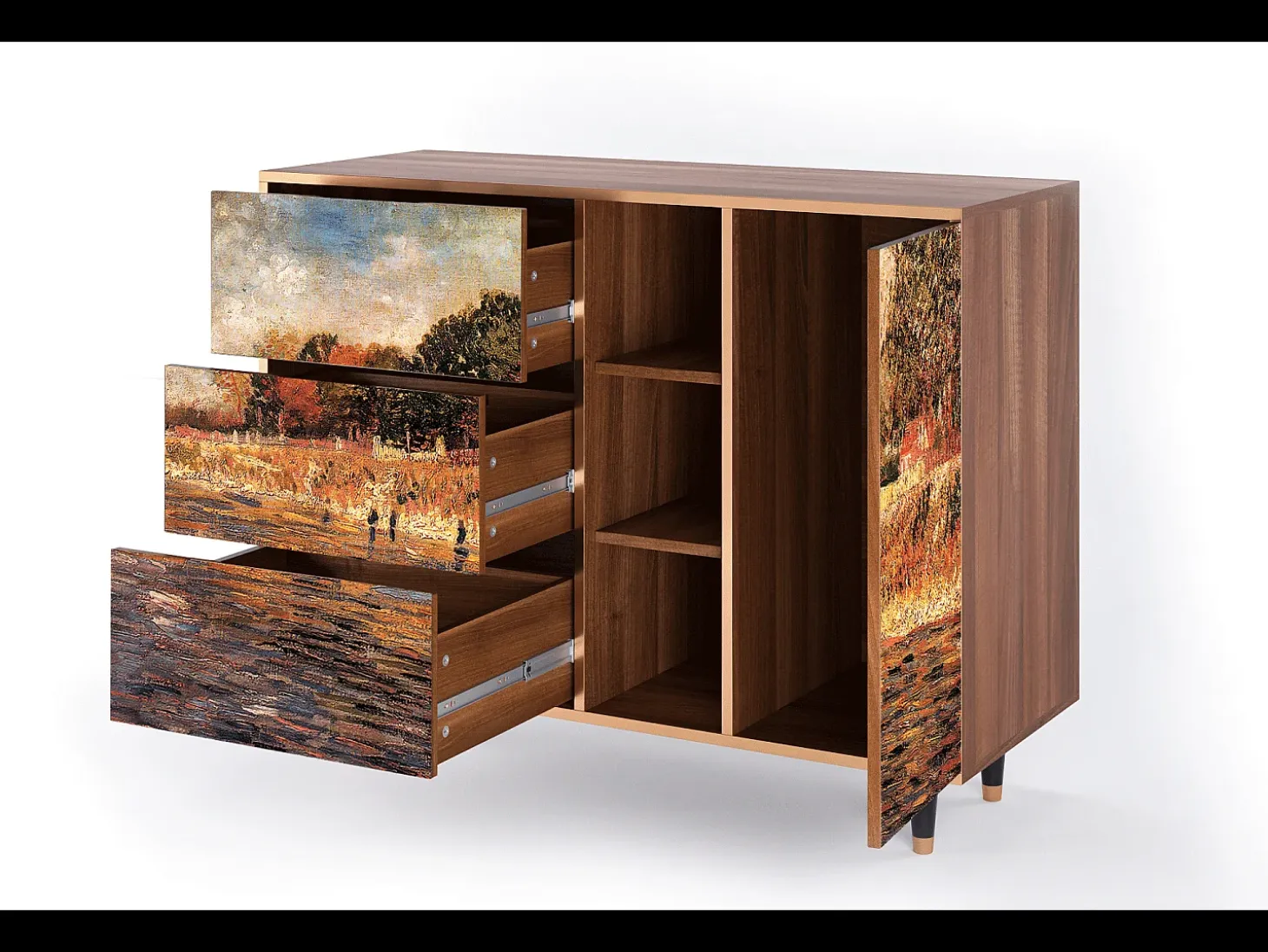 Aparador - 125x98x48 cm - BS2 - The Banks, Nogal