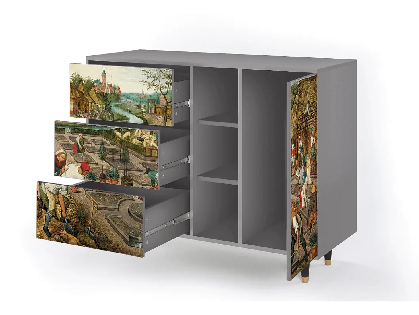Aparador - 125x98x48 cm - BS2 - The Younger - Spring, Gris