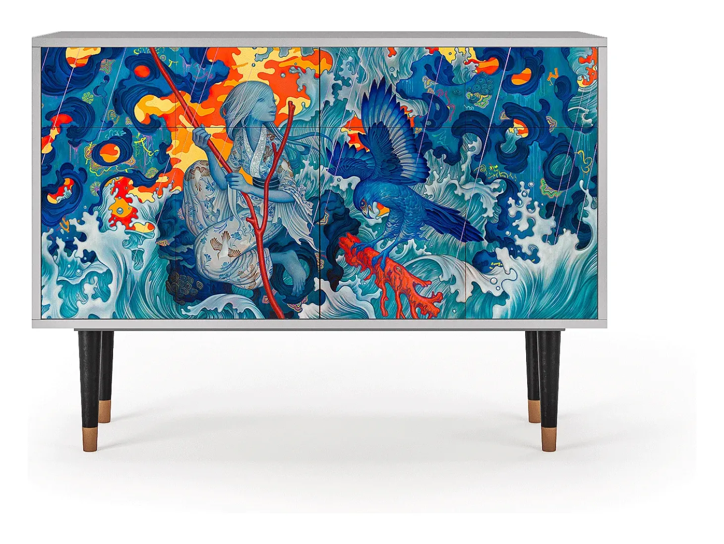 Aparador - 115x85x48 cm - BS4 - The Girl - James Jean, Gris