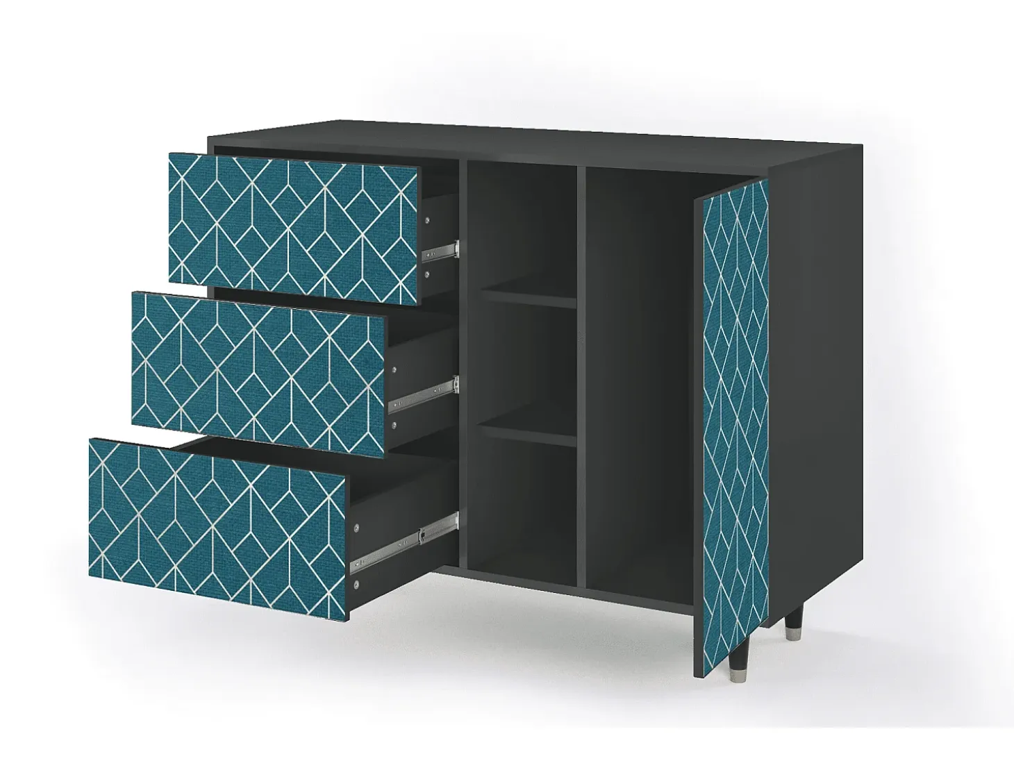 Aparador - 125x98x48 cm - BS2 - Turquoise Geometry, Antracita