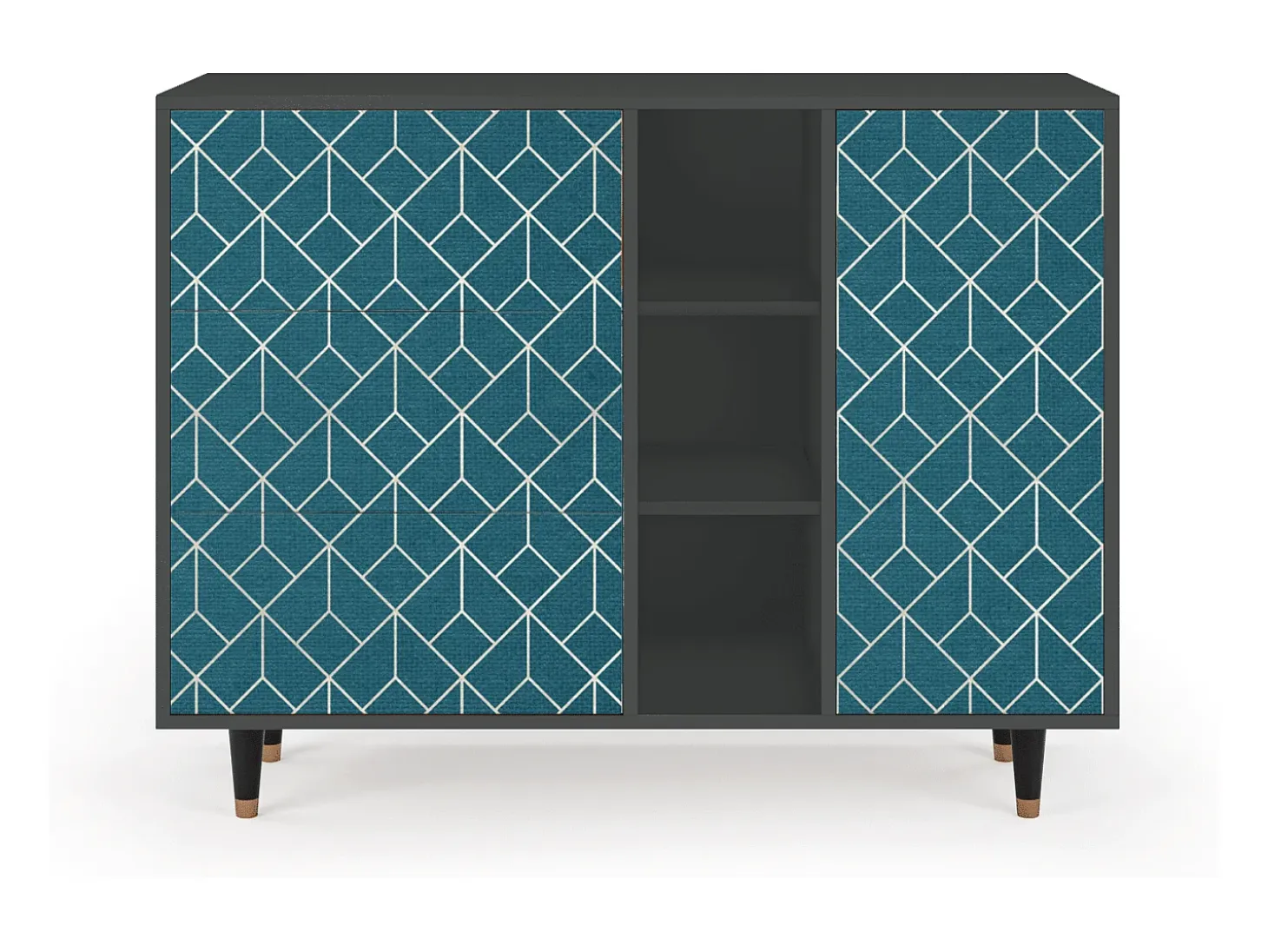 Aparador - 125x98x48 cm - BS2 - Turquoise Geometry, Antracita