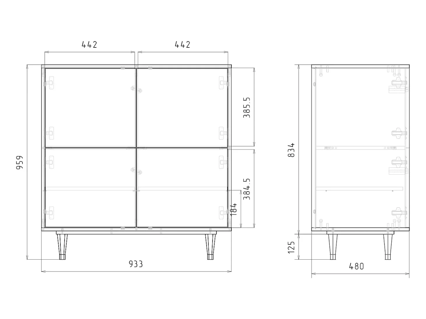 Aparador - 94x96x48 cm - BS3 - Venice, Antracita