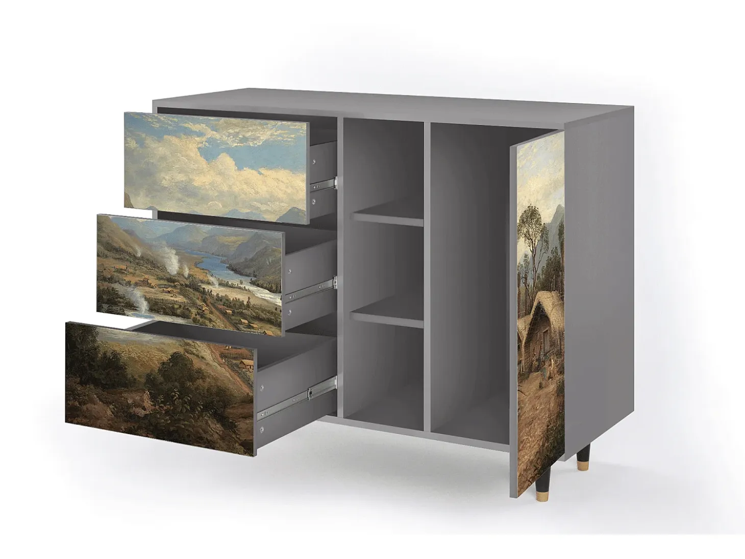 Aparador - 125x98x48 cm - BS2 - View Across the Plains , Gris