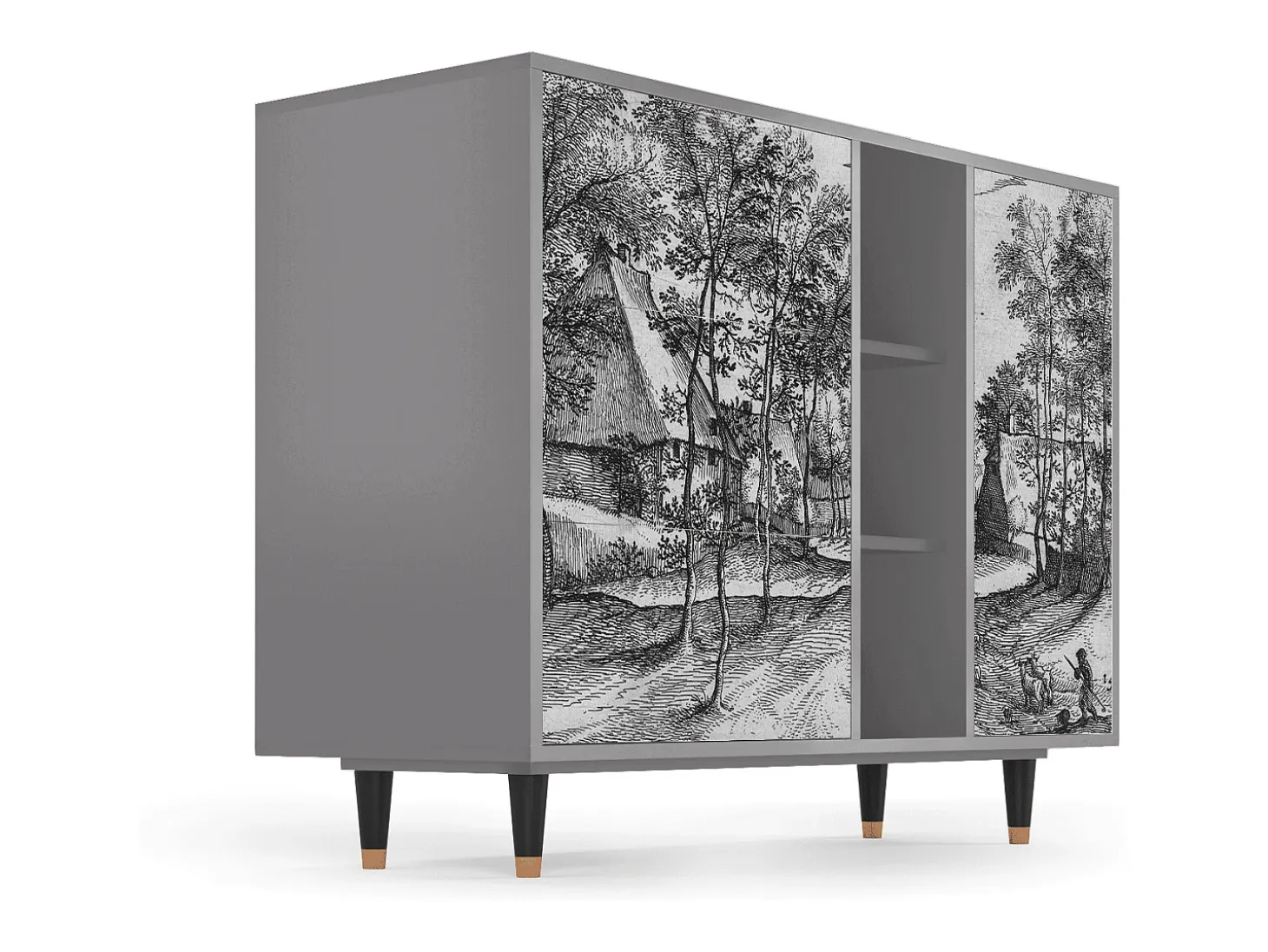Aparador - 125x98x48 cm - BS2 - Village Road, Gris