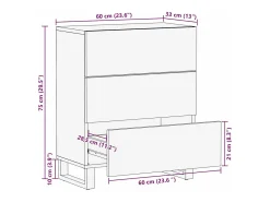 Aparador - 60x33,5x75 cm, madera maciza de mango