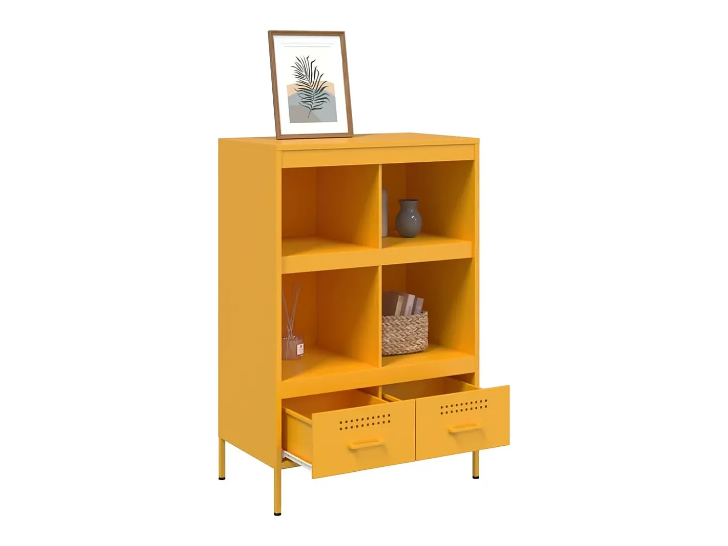Aparador acero amarillo mostaza 68x39x101,5 cm