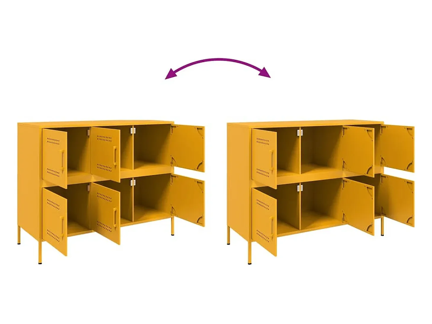 Aparador acero amarillo mostaza 100,5x39x79 cm