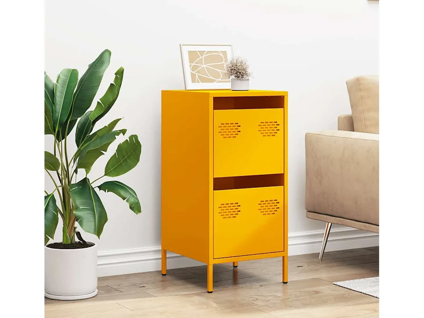 Aparador acero laminado en frío amarillo mostaza 35x39x73,5 cm