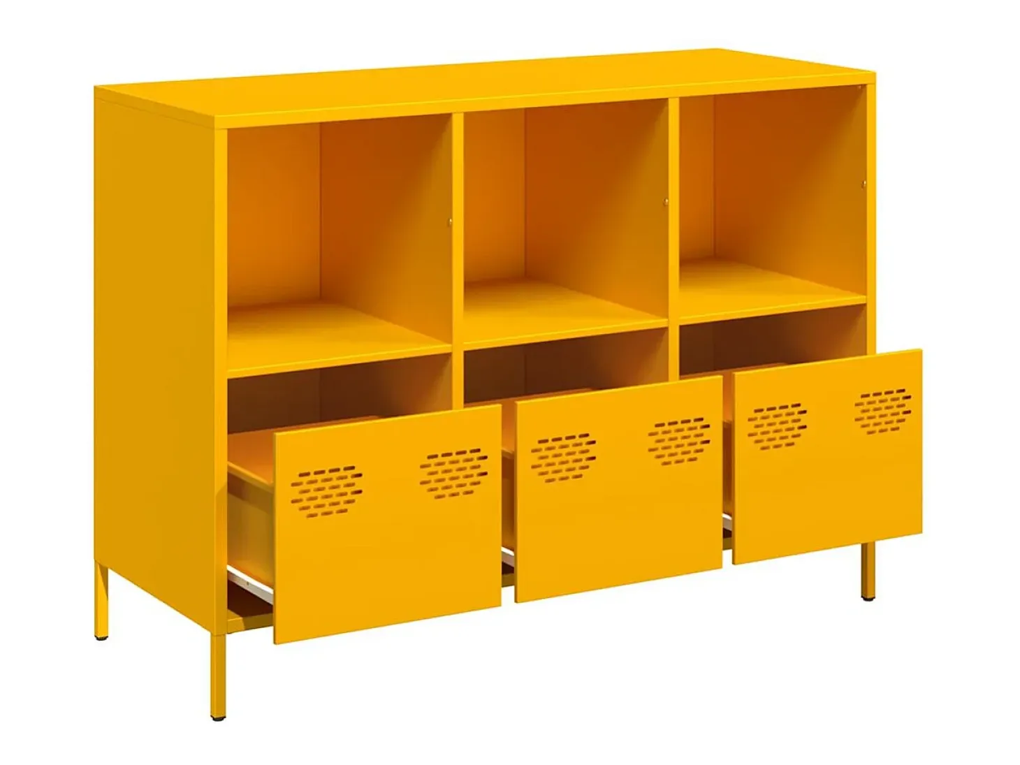 Aparador acero laminado frío amarillo mostaza 101,5x39x73,5 cm