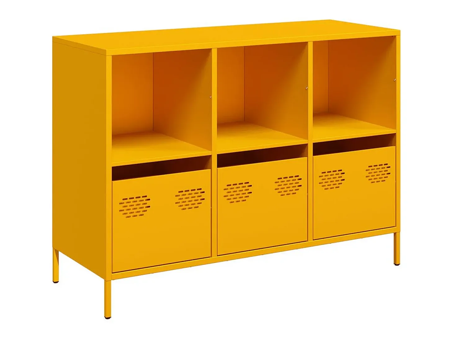 Aparador acero laminado frío amarillo mostaza 101,5x39x73,5 cm