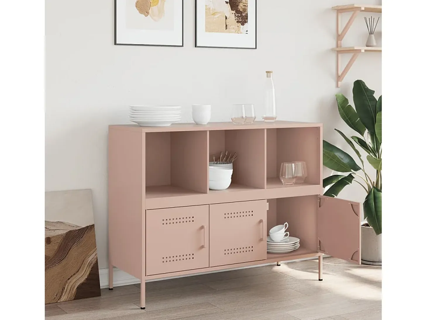 Aparador acero rosa 100,5x39x79 cm