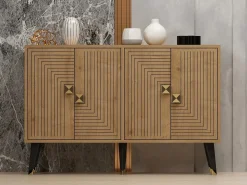 Aparador Ahart color roble Zafiro dorado120x30x80 cm