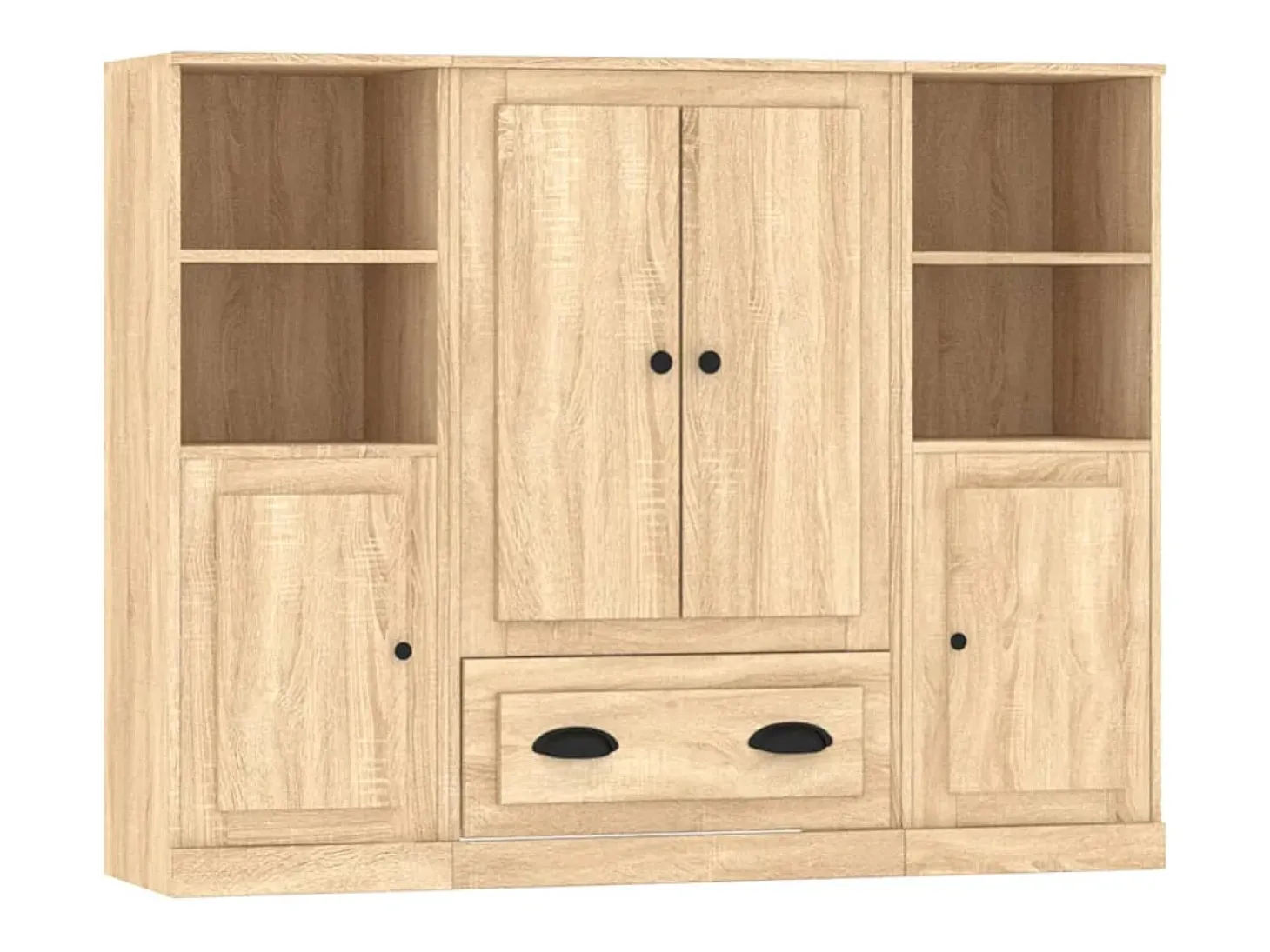 Aparador alto 3 piezas madera contrachapada roble Sonoma