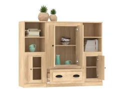 Aparador alto 3 piezas madera contrachapada roble Sonoma