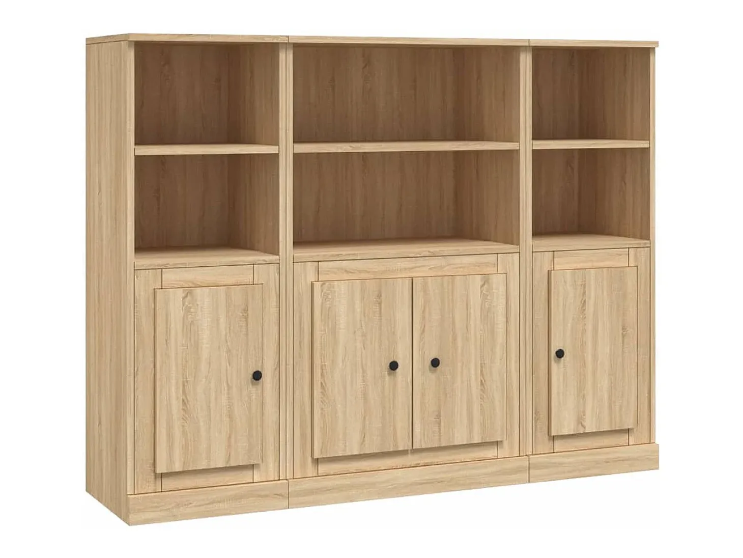 Aparador alto 3 piezas madera contrachapada roble Sonoma