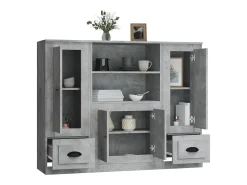 Aparador alto 3 piezas madera contrachapada gris hormigón
