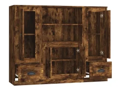 Aparador alto 3 piezas madera contrachapada roble ahumado