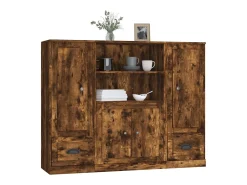 Aparador alto 3 piezas madera contrachapada roble ahumado