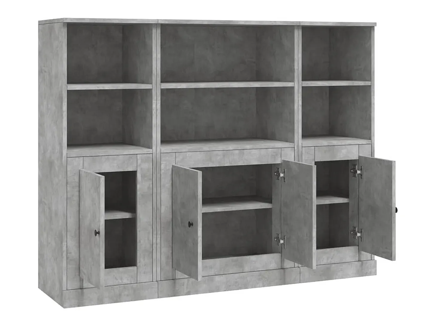 Aparador alto 3 piezas madera contrachapada gris hormigón