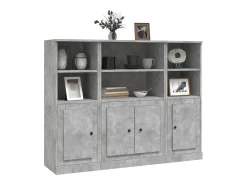 Aparador alto 3 piezas madera contrachapada gris hormigón