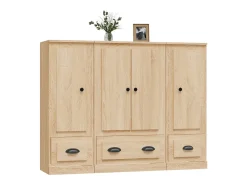 Aparador alto 3 piezas madera contrachapada roble Sonoma