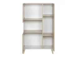 Aparador alto 3 puertas escandinavo KOLYMA - roble y blanco