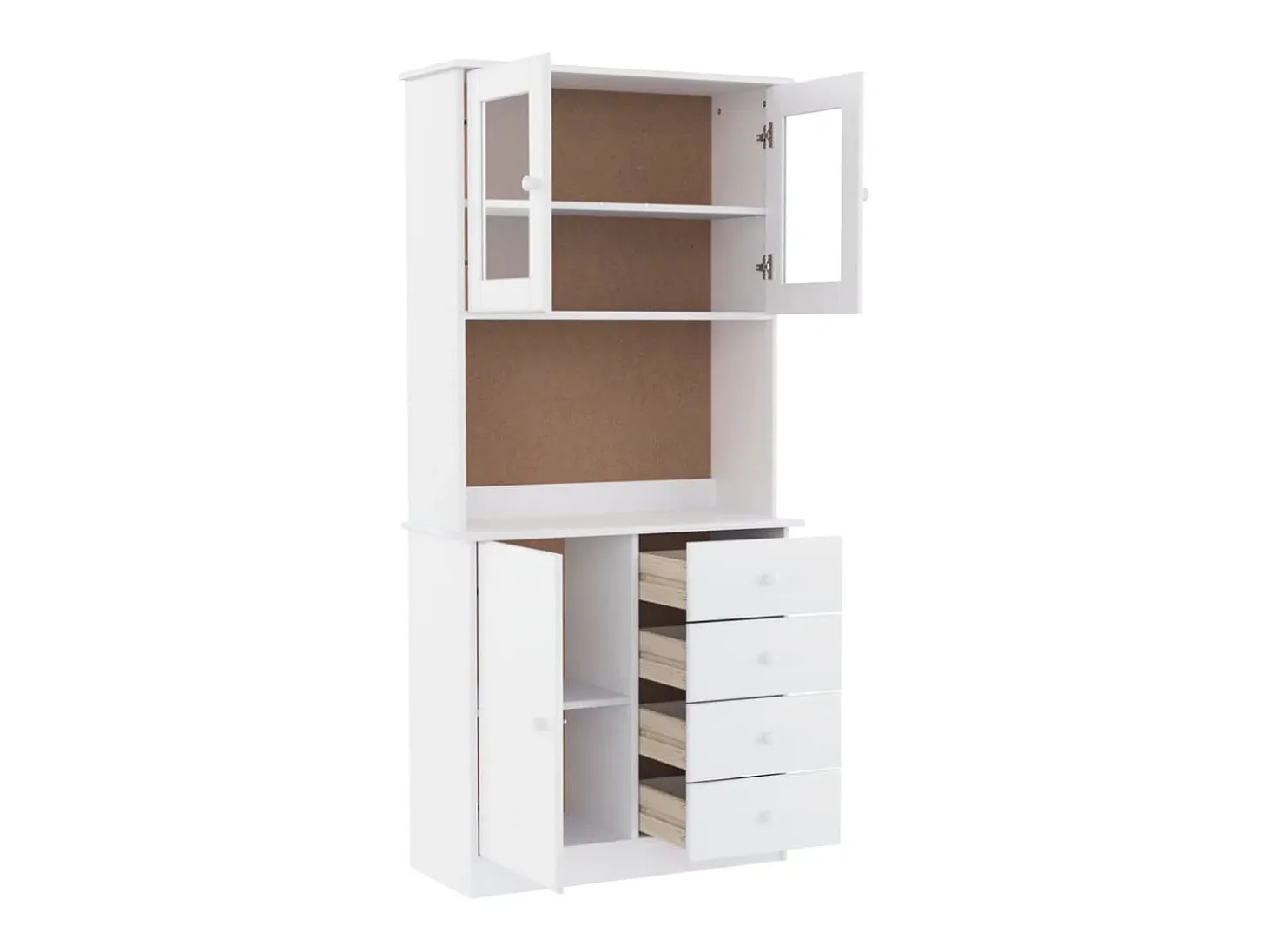 Aparador alto ALTA madera maciza de pino blanco 77x35x165 cm ES64812