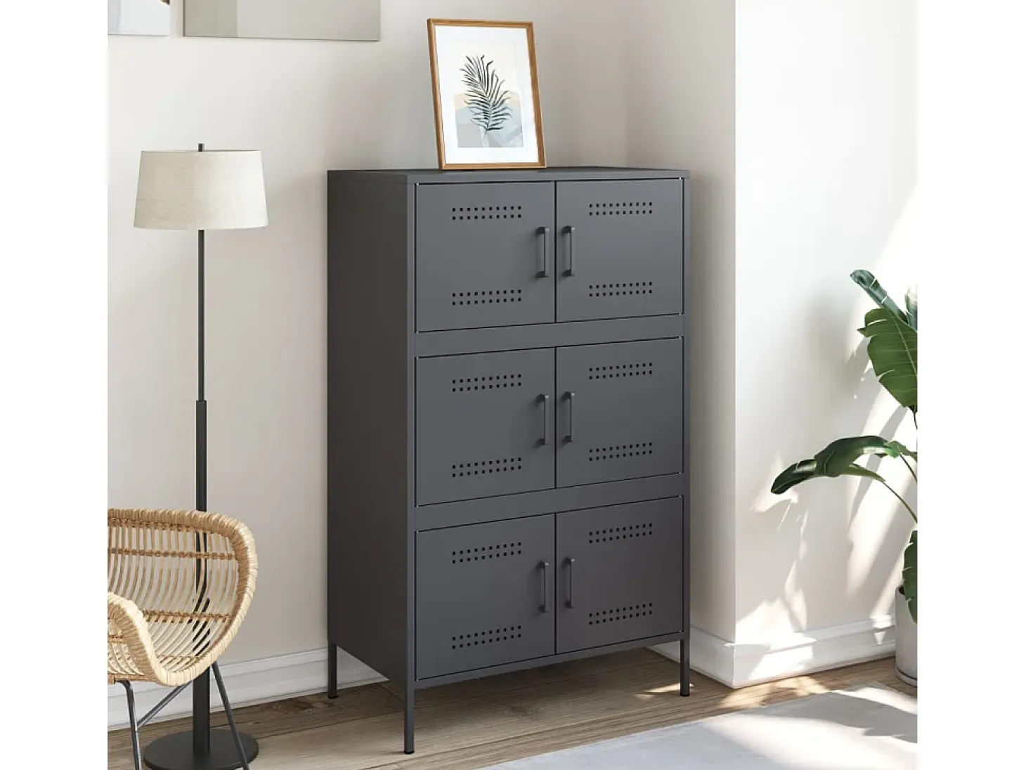 Aparador alto antracita 68x39x113 cm acero